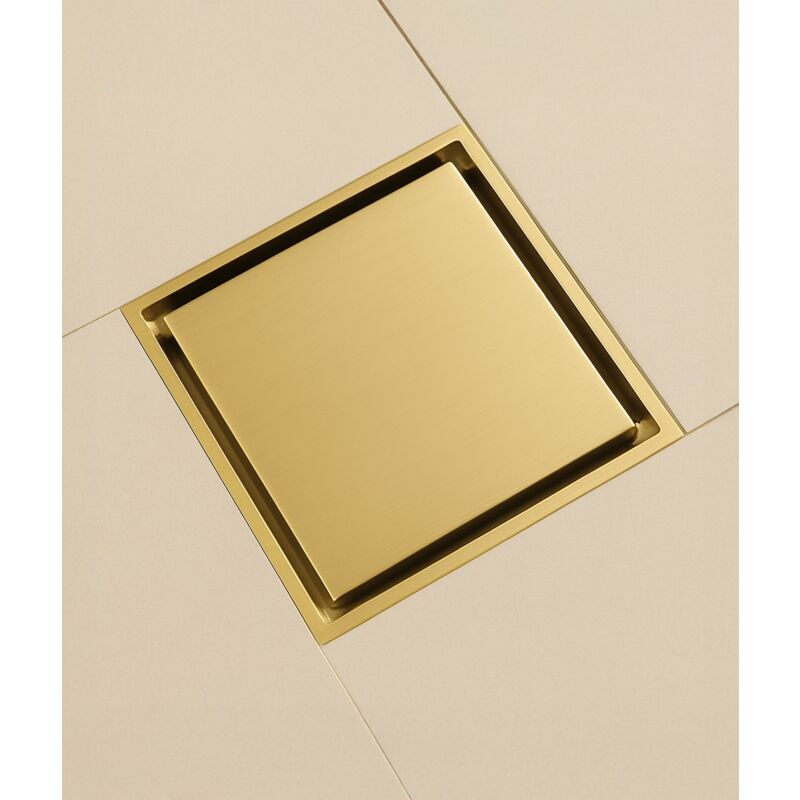 Kroos ® - Siphon de sol carré - Doré brossé