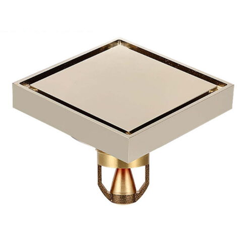 Siphon de sol carré en laiton avec filtre de drainage dissimulé, dispositif anti-obstruction et anti-refoulement, convient aux salles de bains, cuisines et buanderies.