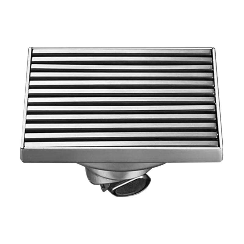 Ahlsen - Siphon de Sol Carré Linéaire Anti-Odeur Drain de Déchets Acier Inoxydable Drain de Douche de Salle de Bain Capteur de Cheveux 10×10 cm