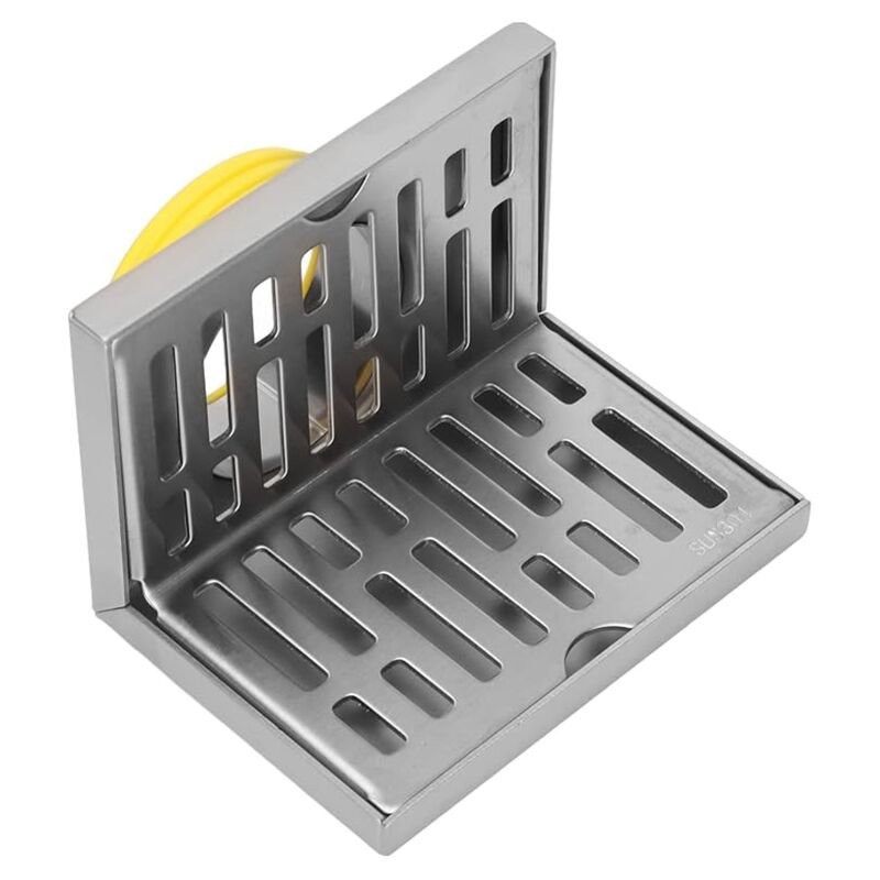 Linghhang - Siphon de Sol d'Angle de Sol en Acier Inoxydable, Siphon Mural d'Angle Mural en l, Drain de Douche, Attrape-Cheveux