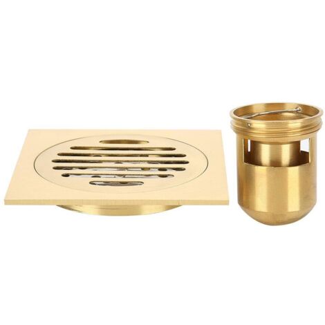 Siphon de Sol de Douche Égouttoir de Salle de Bain Laiton Ménage Carré Douche Siphon de Sol avec passoire à Cheveux Amovible Égouttoir à Eau de Salle de Bain Accessoire matériel