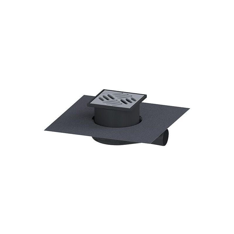 Siphon de sol 'Der Ultraflache 54' dn 50 horizontal, grille à fentes, bride d'étanchéité