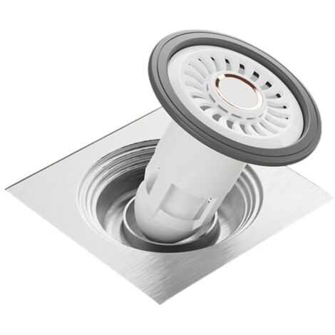 Siphon de Sol Déversoir Nettoyage avec Filtre Amovible ABS PP TPR 8x9x4 cm 35g Blanc Vert - 1 Pièce