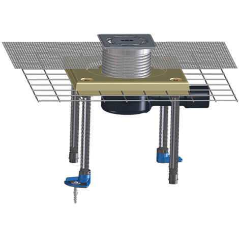 Siphon de sol DN40/50 horizontal avec collier en béton polymère CeraDrain, support 'Klick-Klack' 121x121mm/115x1