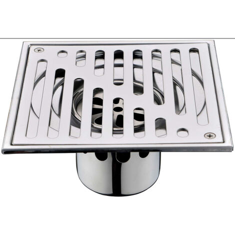 Siphon de Sol en Acier Inoxydable Anti-Odeur carré de Salle de Bain déchets Gate Égouttoir de Douche avec Grande Calibre, 150 X 150mm