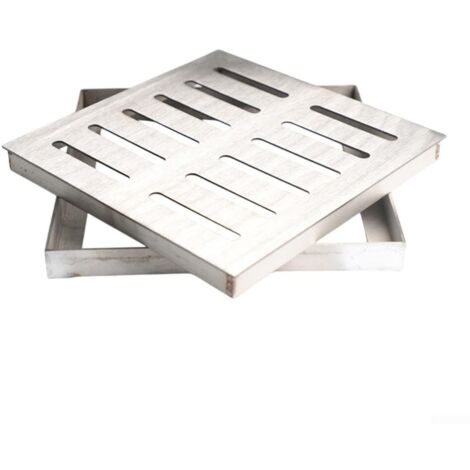 Siphon de sol en acier inoxydable avec cadre, caniveau de douche Gully - Couvercle de drainage pour extérieur, jardin, terrasse (15 x 15 cm)