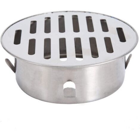 Siphon de Sol en Acier Inoxydable, Balcon Évier Rond Anti-Blocage Siphon de Sol Amovible pour Jardin Extérieur Tuyau d'Évacuation Tuyau d'Échappement Toit Balcon Utilisation(110 Flat Mouth)
