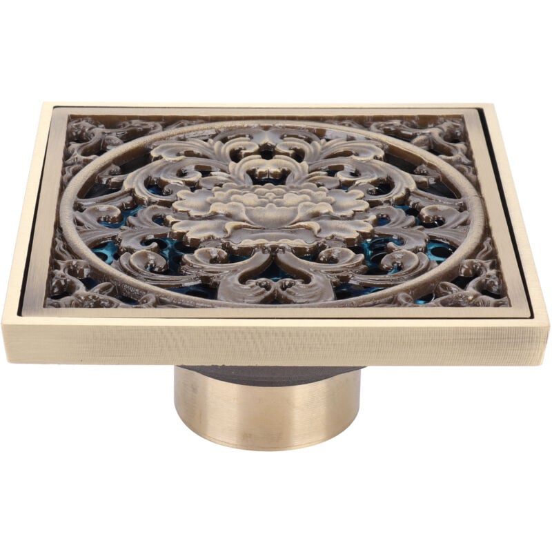 Qiyao - Siphon de sol en cuivre Antique 10x10cm, Anti-odeur, pour salle de bain, Anti-colmatage, pour hôtel