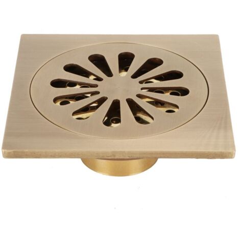 Siphon de sol en cuivre antique 10x10cm – Profondeur drainage ≥ 6cm – Prévention obstructions et odeurs – Pour douche et salle de bains