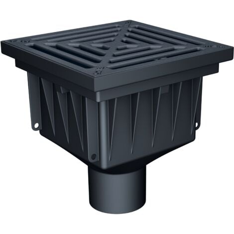 Siphon de Sol extérieur/Avaloir de Cour en Plastique recyclé MEAPARK avec Grille Fonte B125 pour Le Drainage ponctuel des eaux de pluies. Passage véhicules légers.