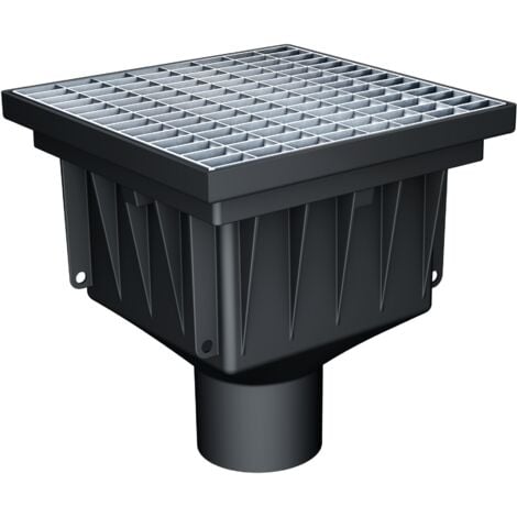 Siphon de Sol extérieur/Avaloir de Cour en Plastique recyclé MEAPARK+ caillebotis Maille 20/30 en Acier galvanisé, pour Le Drainage ponctuel des eaux de pluies. Passage véhicules légers B125