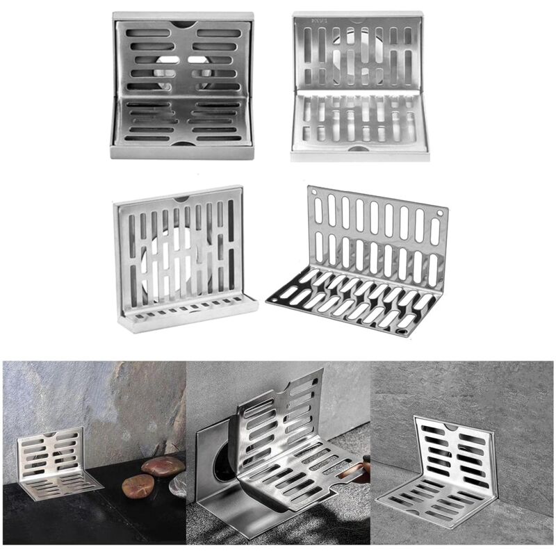 Siphon De Sol Filtre à eaux usées Drainage Même Couche Grille de vidange au Sol en Forme de L Douche Siphon De Sol Exterieur(for 75mm PVC Hose)