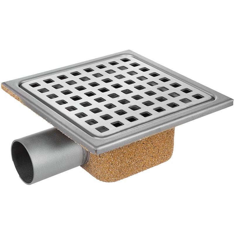 Siphon sol acier inoxydable 150x150x88 sortie horizontale, évacuation 50mm - Gebo