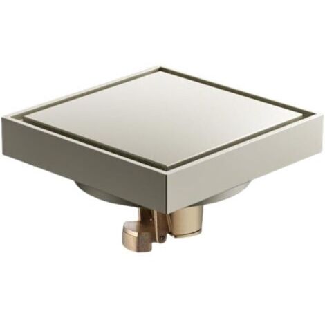 Siphon de sol invisible avec clapet anti-retour carrelé pour salle de bain et douche, anti-refoulement et anti-odeurs, finition brossée.