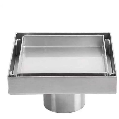 Siphon De Sol Acier Inoxydable 110mm - Grille Ronde Anti-Blocage - Pour Salle De Bain, Cuisine, Balcon