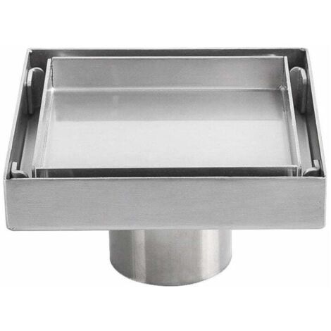 Siphon de sol invisible en acier inoxydable 304 drain de sol déodorant épaissi carré 1010cm
