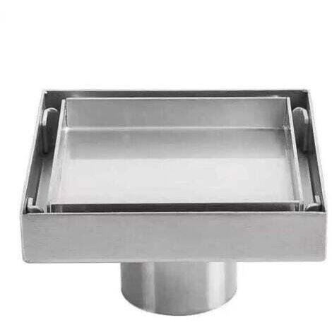Siphon de sol invisible en acier inoxydable 304 drain de sol déodorant épaissi carré 1010cm INHHUB