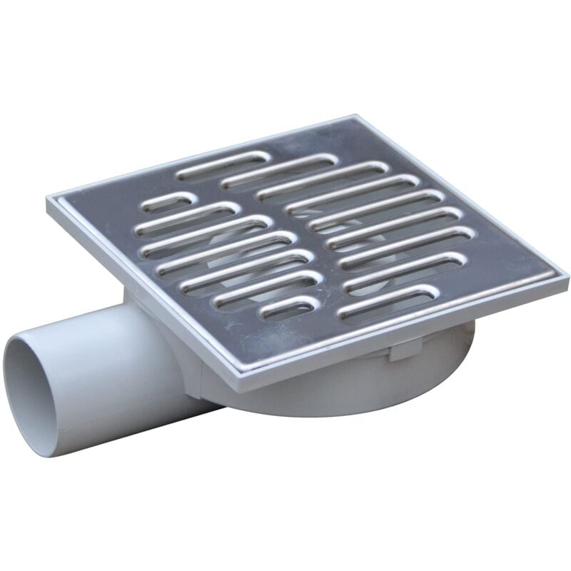 Jardibric - Siphon de Sol – Grille Inox 15x15 cm – Évacuation au Sol Discrète pour Douches ou Locaux Techniques