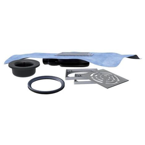 Siphon de sol Natosec Extra-plat à sortie horizontale orientable et natte 500 x 500 mm - LAZER