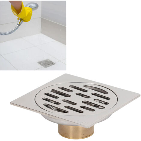 [Siphon de Sol] Plaque Carrée Odorless Antibruit Métal Pur (10cm/4") Pur Plaqué Cuivre Corps Cuivre Équipé Filtre Accessoires Bain Cuisine Balcon