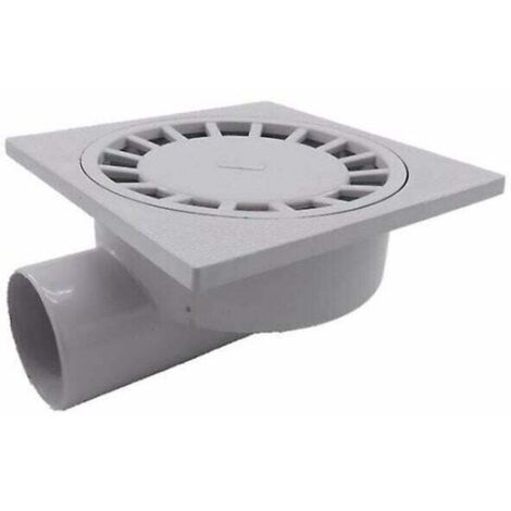 Siphon de sol pour salle de bain/douche, en PVC, 200 mm x 200 mm, 75 mm, blanc