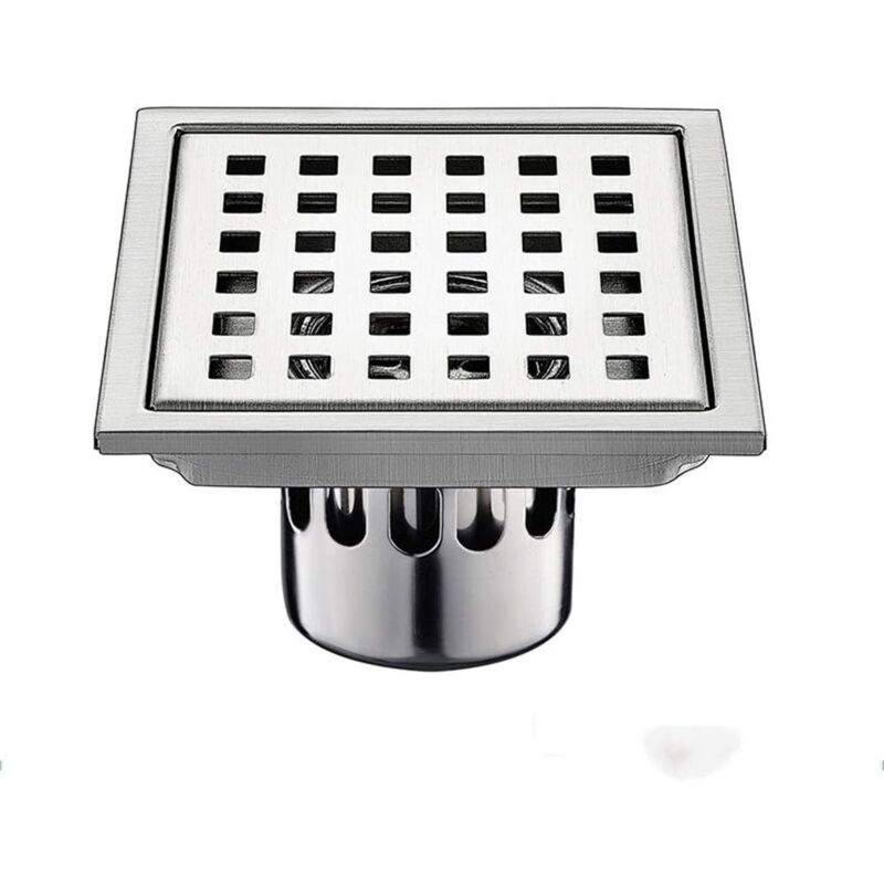 Siphon de Sol, protecteurs de canalisation, Siphon de Sol Anti-Odeur en Acier Inoxydable SUS304 carré pour Salle de Bain, Douche, avec Couvercle