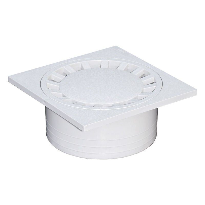 First Plast - Siphon de sol pvc 200x200mm sortie verticale Ø63-75-90 - Gris