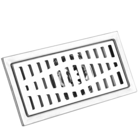 Siphon de sol rectangulaire en acier inoxydable, 20 x 10 cm, pour salle de bain, douche, cuisine