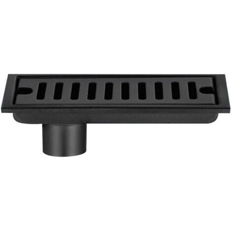 Siphon de Sol Rectangulaire, Siphon de Sol en Acier Inoxydable Noir 20x10cm Siphon de Sol Douche avec Double Filtre pour Toilette Salle de Bain Drainage Cuisine Balcon