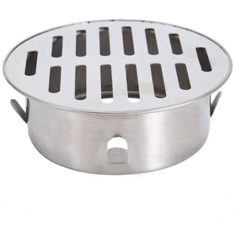 Siphon de sol rond, 1 pièce, couvercle de siphon de sol en acier inoxydable, siphon de sol bloquant pour balcon et cour extérieure, 12,8 x 12,8 cm (ouverture peu profonde 110)