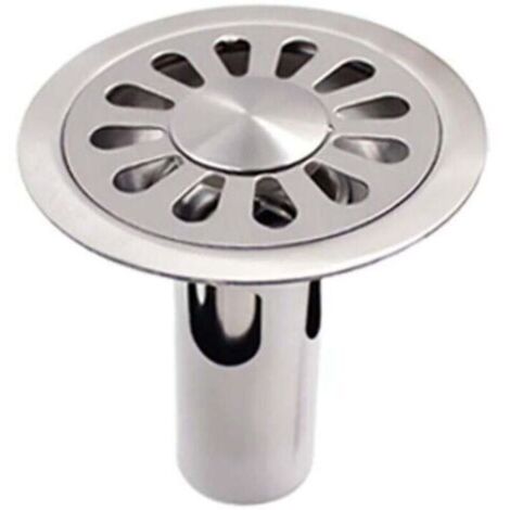 Siphon de sol rond, en acier inoxydable brossé, adapté à la salle de bain, à la cuisine, à la buanderie, au jardin