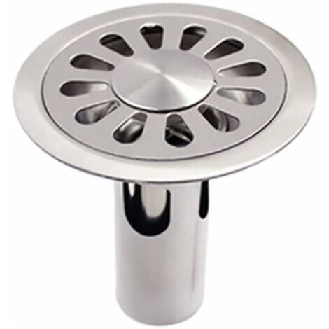 Siphon de sol rond en acier inoxydable brossé, adapté pour salle de bain, cuisine, buanderie, jardin