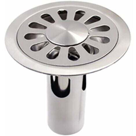 Siphon de sol rond en acier inoxydable brossé, adapté pour salle de bain, cuisine, buanderie, jardin