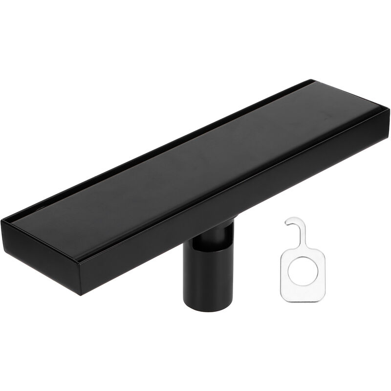 Prenfle - Siphon de sol Set 304 Acier Inoxydable Rectangulaire Linéaire Drain de Douche Noir Mat 30cm