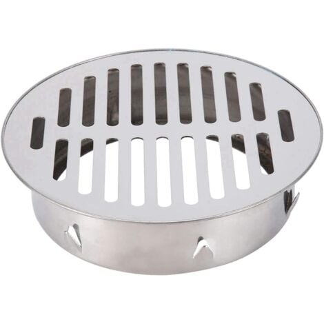 Siphon de sol, siphon de sol rond, 1 pièce couvercle de siphon de sol en acier inoxydable, siphon de sol antiblocage pour balcon pour utilisation dans la cour extérieure (bouche plate 160)