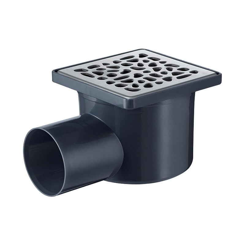 Wirquin Pro - Siphon de sol sortie horizontale Ø50 à maçonner avec grille carré en inox 100X100mm - Wirquin