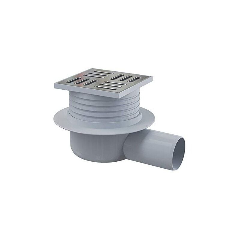 Siphon de sol avec grille inox 105 x 105 mm - sortie horizontale alcaplast