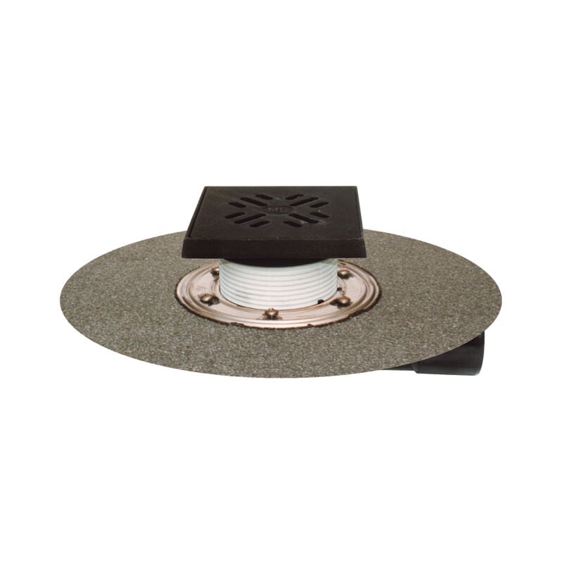 Ferrari Srl - Siphon de terrasse et de balcon DN50/75, tôle bitumée soudée, disconnecteur hors gel, 150x150/137x137mm fonte