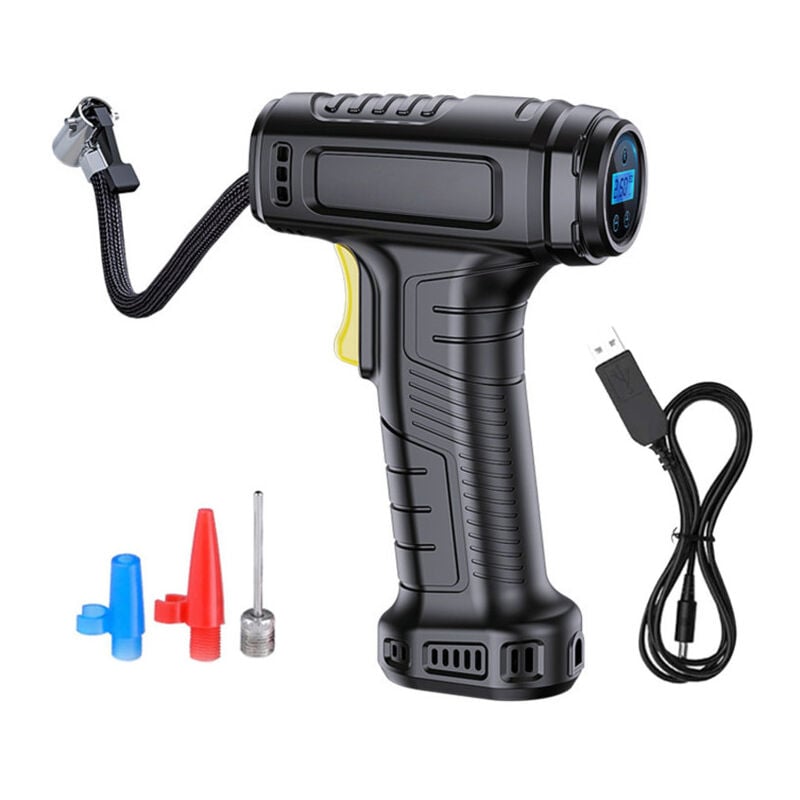 Gonfleur de pneu à compresseur d'air, pompe de charge de véhicule électrique portable 12 V avec jauge à aiguille, lumière LED et aiguille à air de