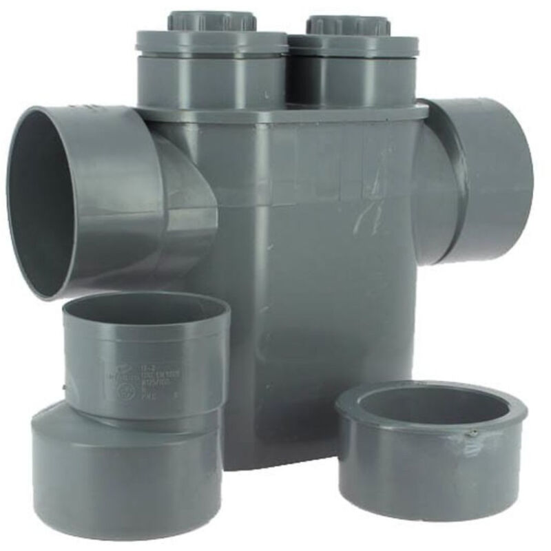 Siphon d'entretien disconnecteur monobloc pvc, Evac ø 125/100, anti-remontée d'odeurs Adequa