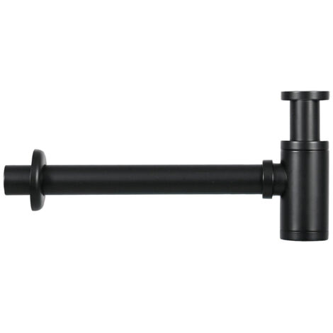 Siphon design Differnz Mix 5/4" avec tube mural et rosace noir mat