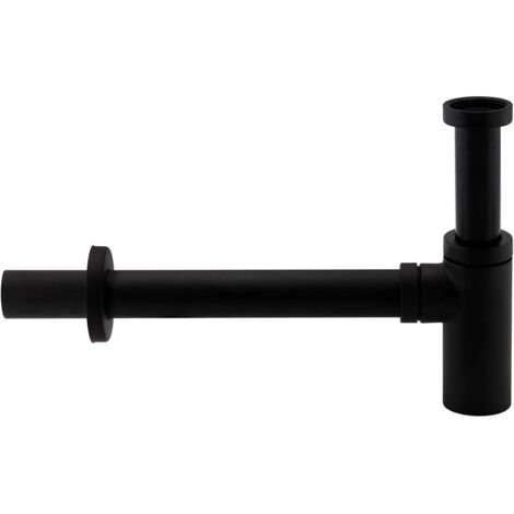 Siphon design « Minimal» avec ouverture de nettoyage, siphon noir mat en laiton massif, siphon de lavabo universel