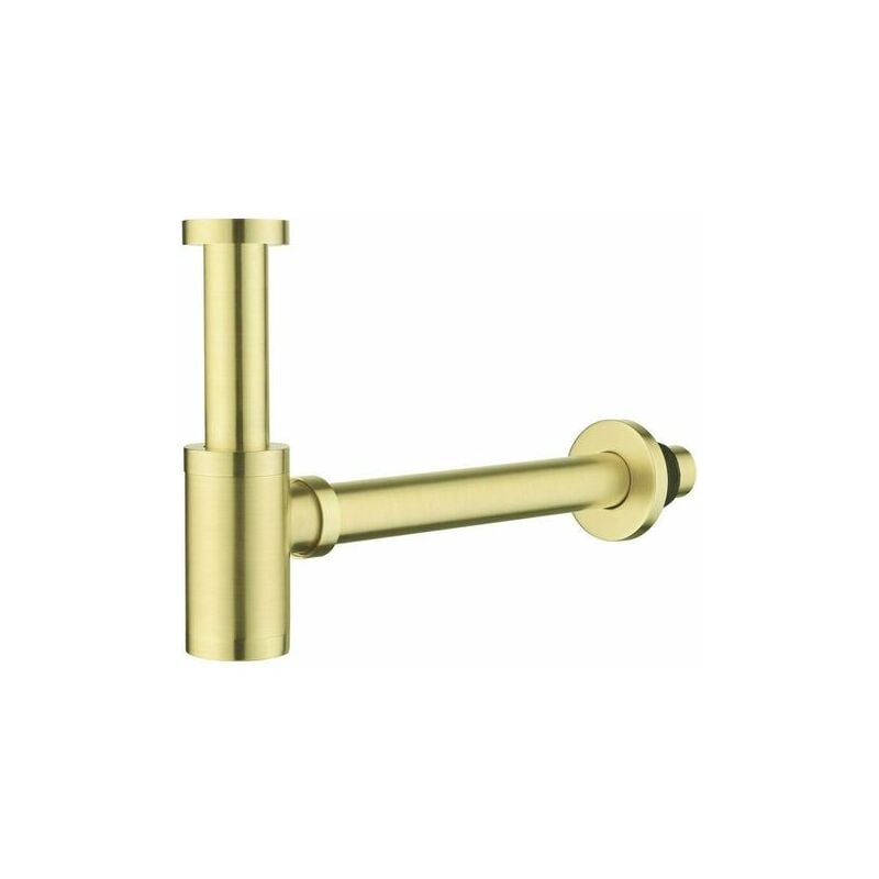 Siphon design universel en laiton brossé pour lavabo et évier de salle de bain, avec bonde, diamètre 1 1/4 x 32 mm.