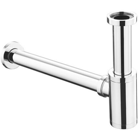 Siphon design universel pour lavabo et lavabo - Galvanisé - Avec ouverture de nettoyage - Siphon design - Siphon tubulaire