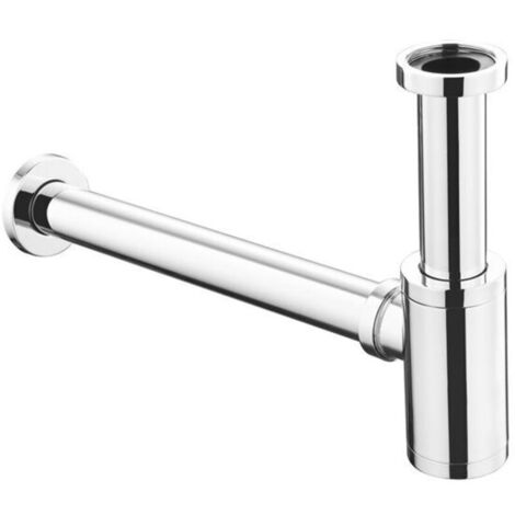 Siphon design universel pour lavabo et lavabo - Galvanisé - Avec ouverture de nettoyage - Siphon design - Siphon tubulaire