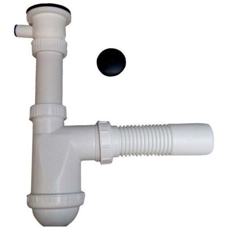 SIPHON D'ÉVIER 1 CUVE - PASSOIRE MÉTALLIQUE AVEC SORTIE À DROITE - HJ/S2006