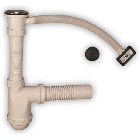 SIPHON D'ÉVIER 1 CUVETTE - AVEC TROP-PLEIN FLEXIBLE - HJ/S2018