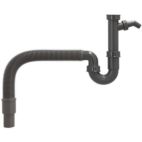 Siphon d’évier 11/2" x 40/50 mm, tube de sortie flexible avec raccord de tuyau en matière recyclée