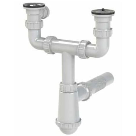 SIPHON D'ÉVIER 2 CHAMBRES - PASSOIRE EN PLASTIQUE - HR/SZ2K