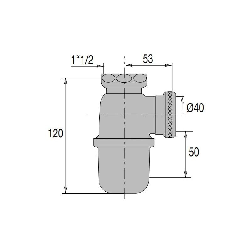 Valentin - Siphon evier non réglable sortie D40 laiton brut 36620000900